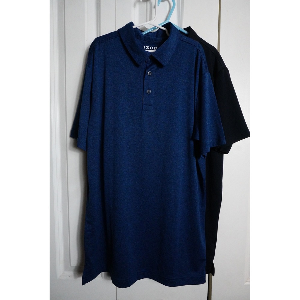 IZOD Polo Shirt Set 2pk Size XL 18/20 Kids Preppy Performance Black Navy Blue